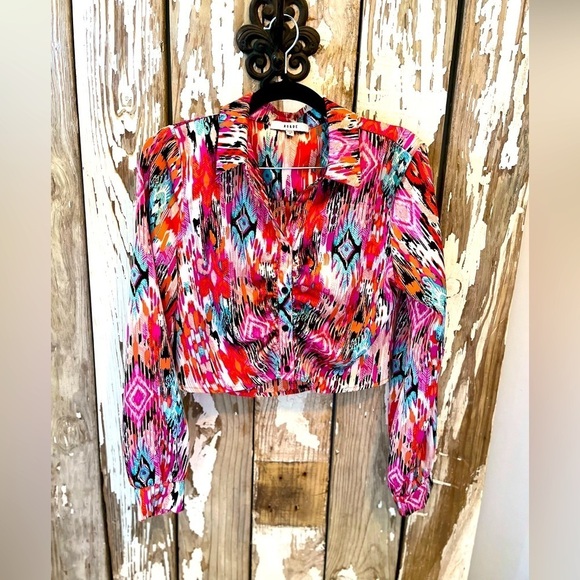 Ro & De Tops - RO & DE Anthropologie multi color crop button up size Medium Western-ish
